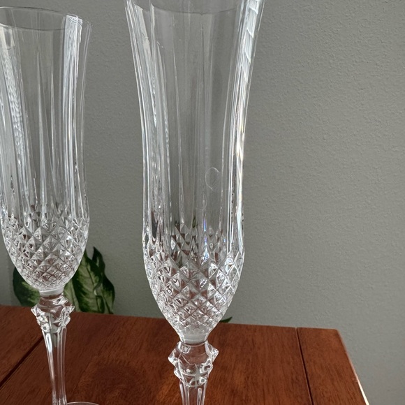 Vintage dArques Longchamp Cut Glass Crystal Champagne Toasting Flutes. - Picture 3 of 5